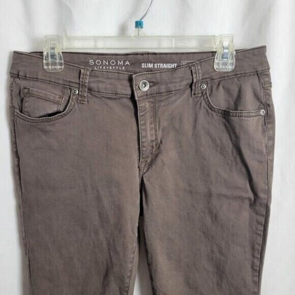 Sonoma Life & Style Pants Slim Straight sz 10 Brown 5 pocket soft cotton EUC - Picture 5 of 12